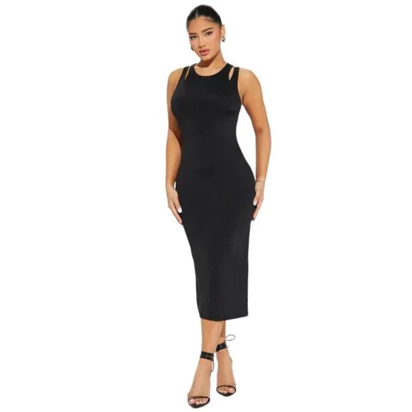 black linen dress short sleeve Bennette Dress - Black